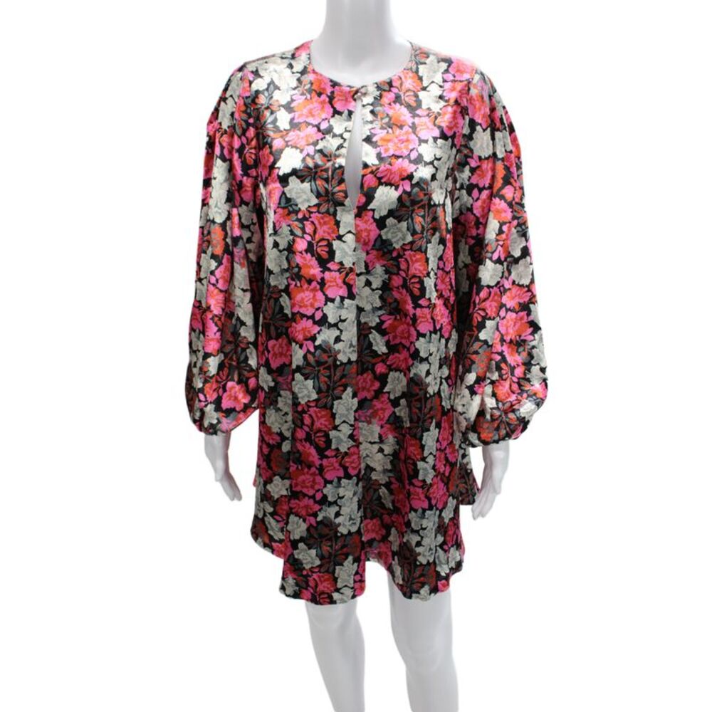 Cinq A Sept Women Tunic Floral Black Long Sleeve Round Neck Polyester Size S
